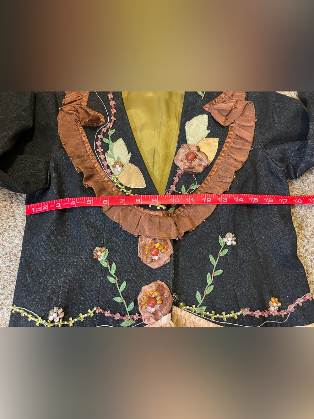 Mary Frances Embellished and Embroidered Denim Jacket Featuring Whimsical Floral - Picture 15 of 16